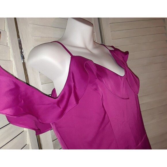 Just Fab Cold Shoulder Slip Dress Size Large Adjustable Straps Wedding Guest - Picture 4 of 12